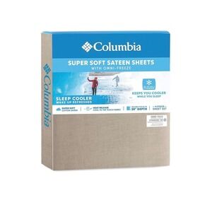 Columbia Super Soft Sateen Twin Sheet Set Omni Freeze Sleep Cooler BRAND NEW